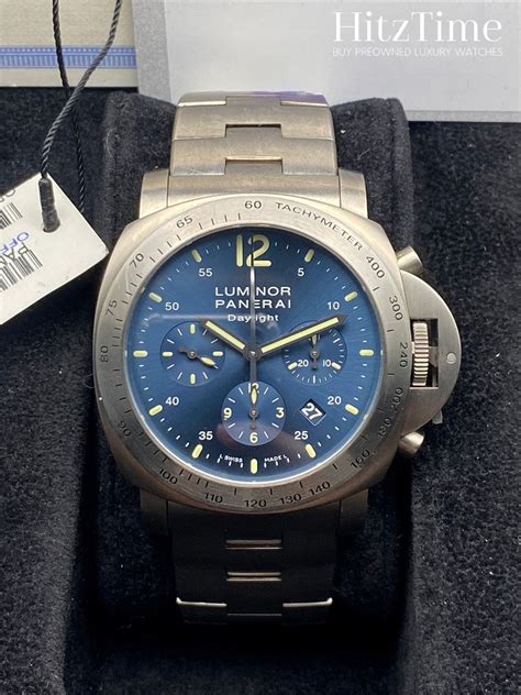 panerai luminor chrono daylight 44mm titanium blue dial|Panerai Luminor chronograph price.